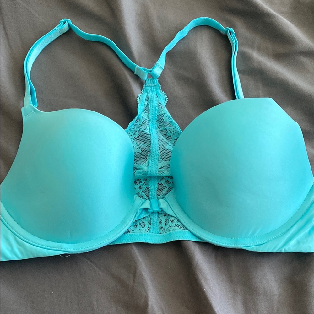 Victoria Secret Women's Lace Trim Bra - Blue